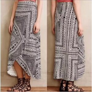 Maeve Anthropologie Women’s S Black Wrap A-Line  Maxi Skirt Tribal Body Con Boho